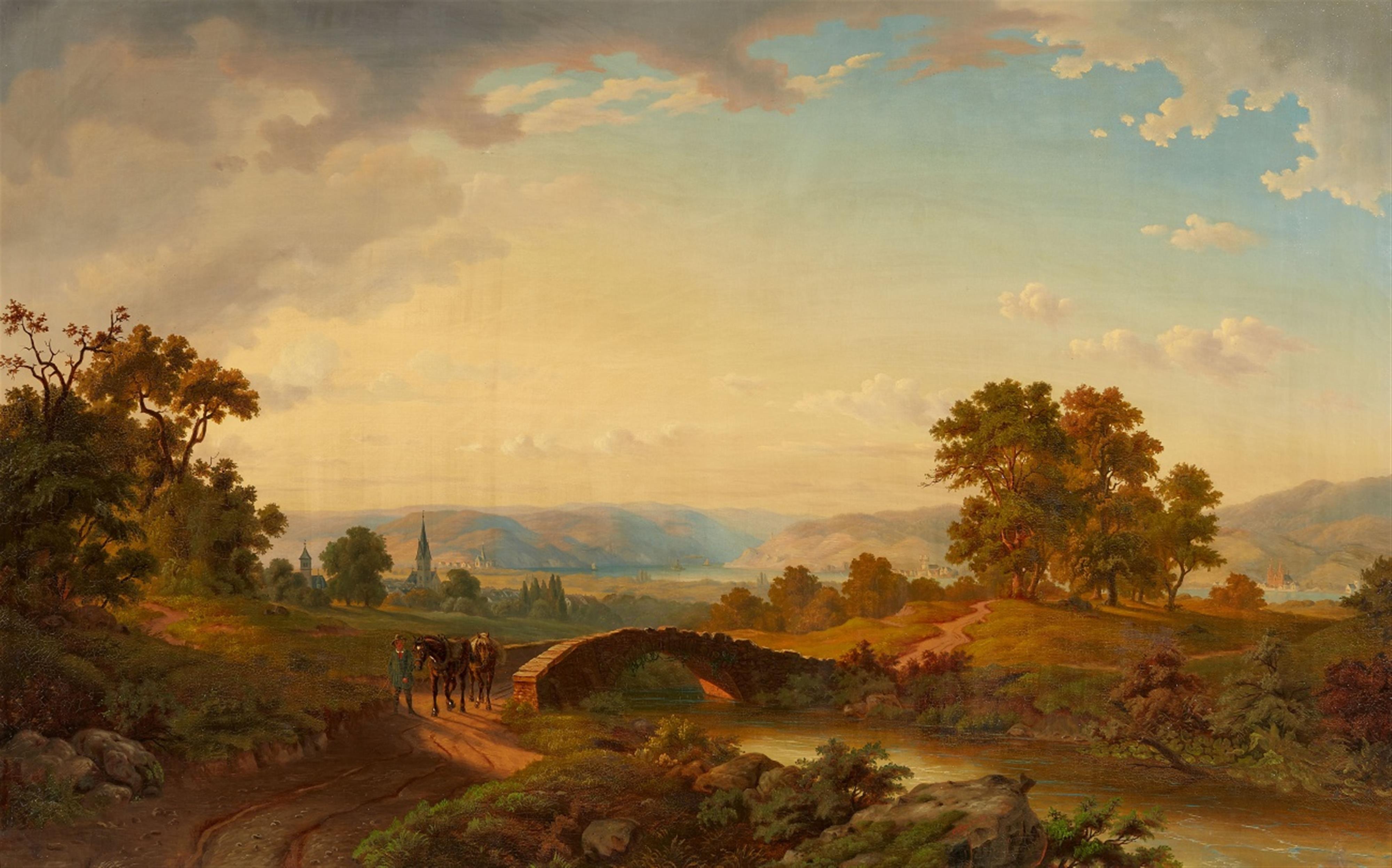 C. L. Schmitz - Rheinlandschaft mit Bauer und Pferden