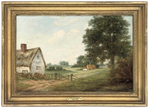 C. M. Maskell - A Farmyard In The Snow; And Cottages In A Landscape