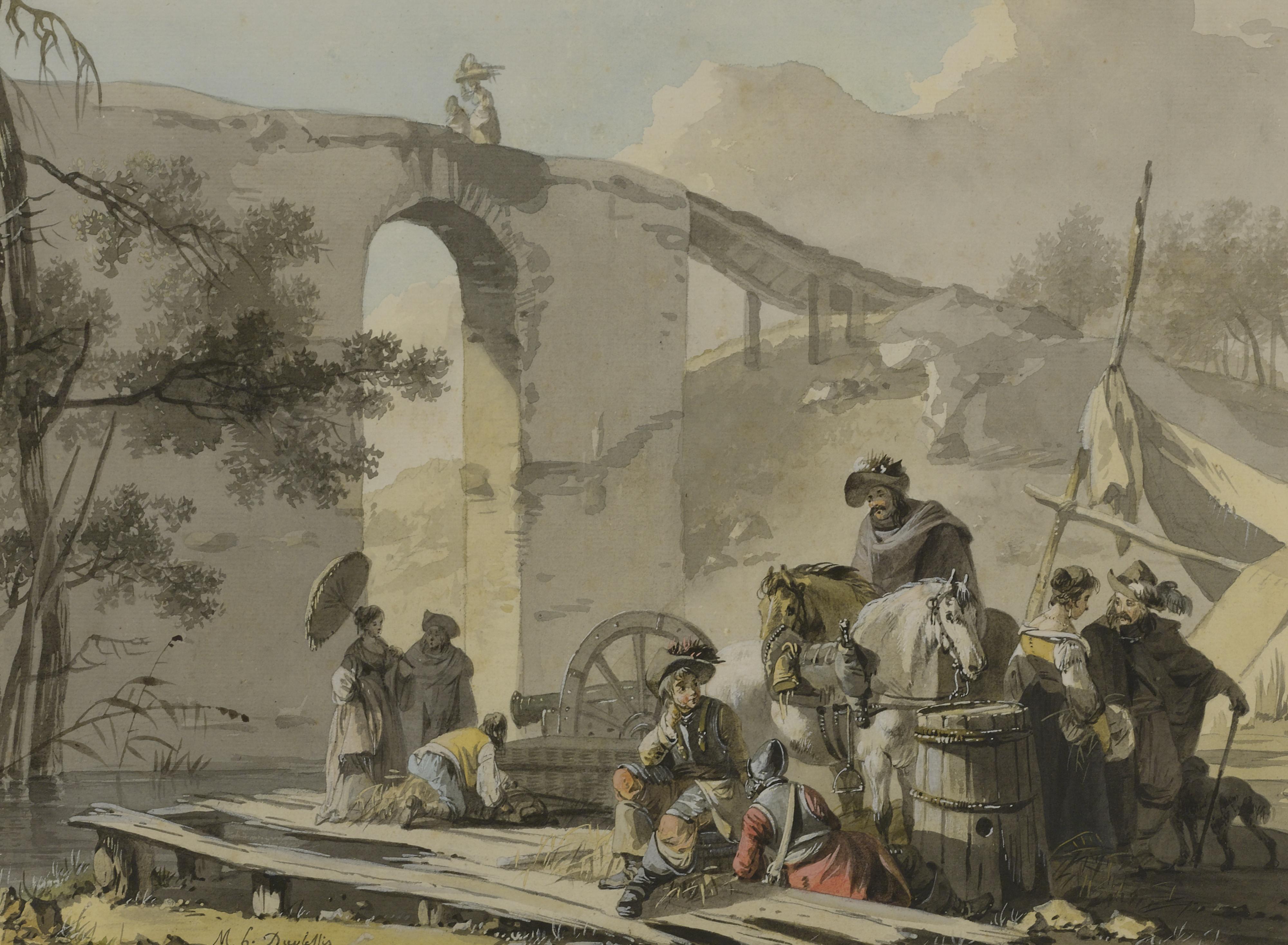 C. Michel H. Duplessis - Soldiers And Their Women In An Encampment: A Pair