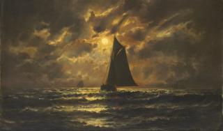 C. Philipp Weber - Fishing boats at moonlight