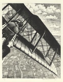 C.R.W. Nevinson - Building Aircraft: Banking At 4000 Feet (L.G. 23)