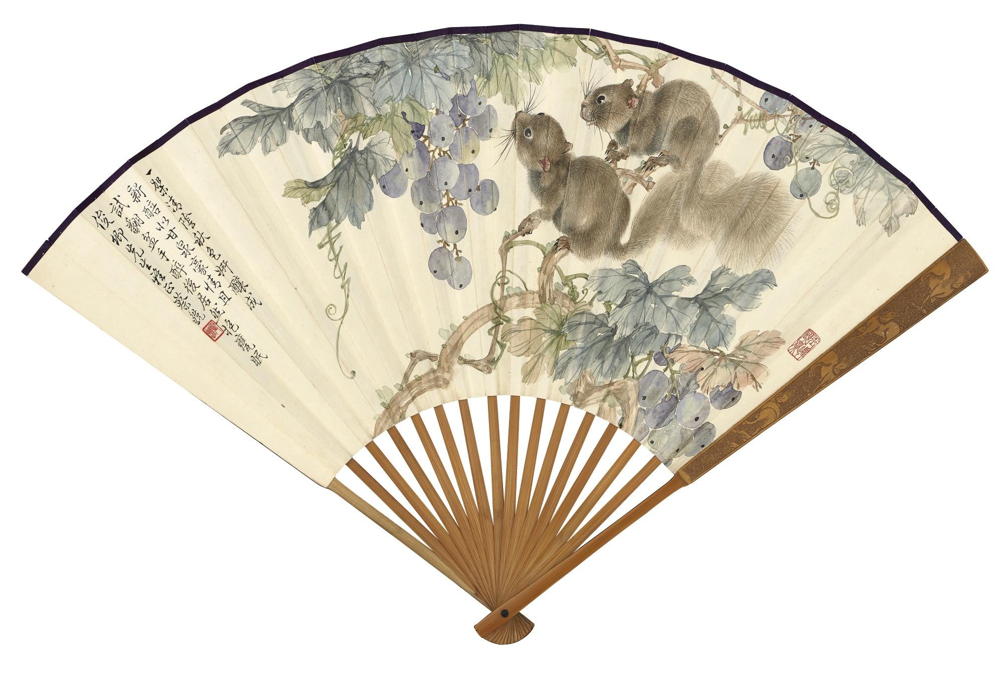 Cai Xian - Squirrels On Grapevine