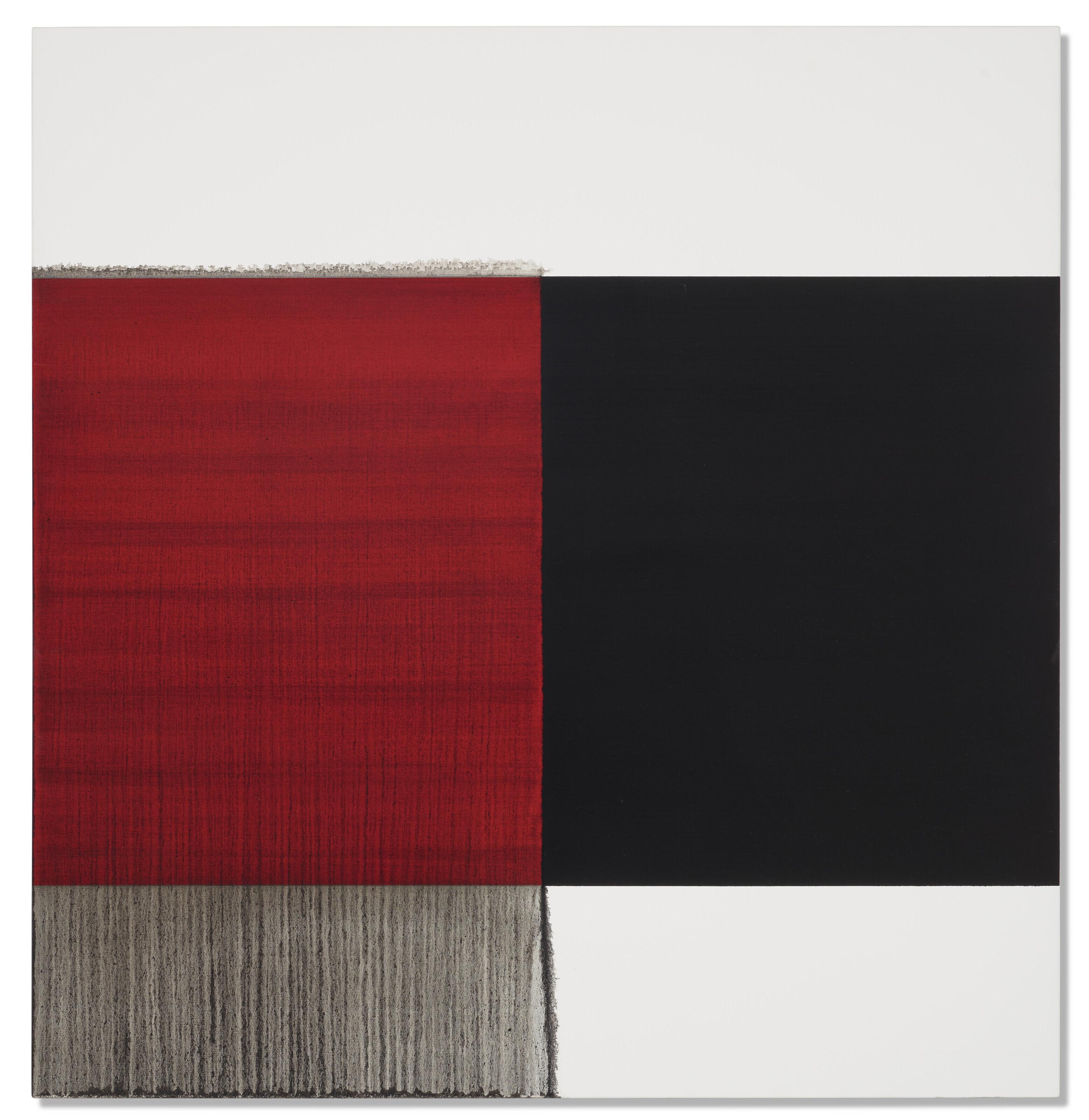 Callum Innes - Exposed Painting Lamp Black on Deep Red