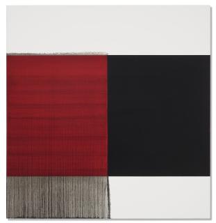 Callum Innes - Exposed Painting Lamp Black on Deep Red