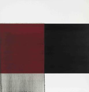 Callum Innes - Exposed Painting Scheveningen, Black on Cadmium Red