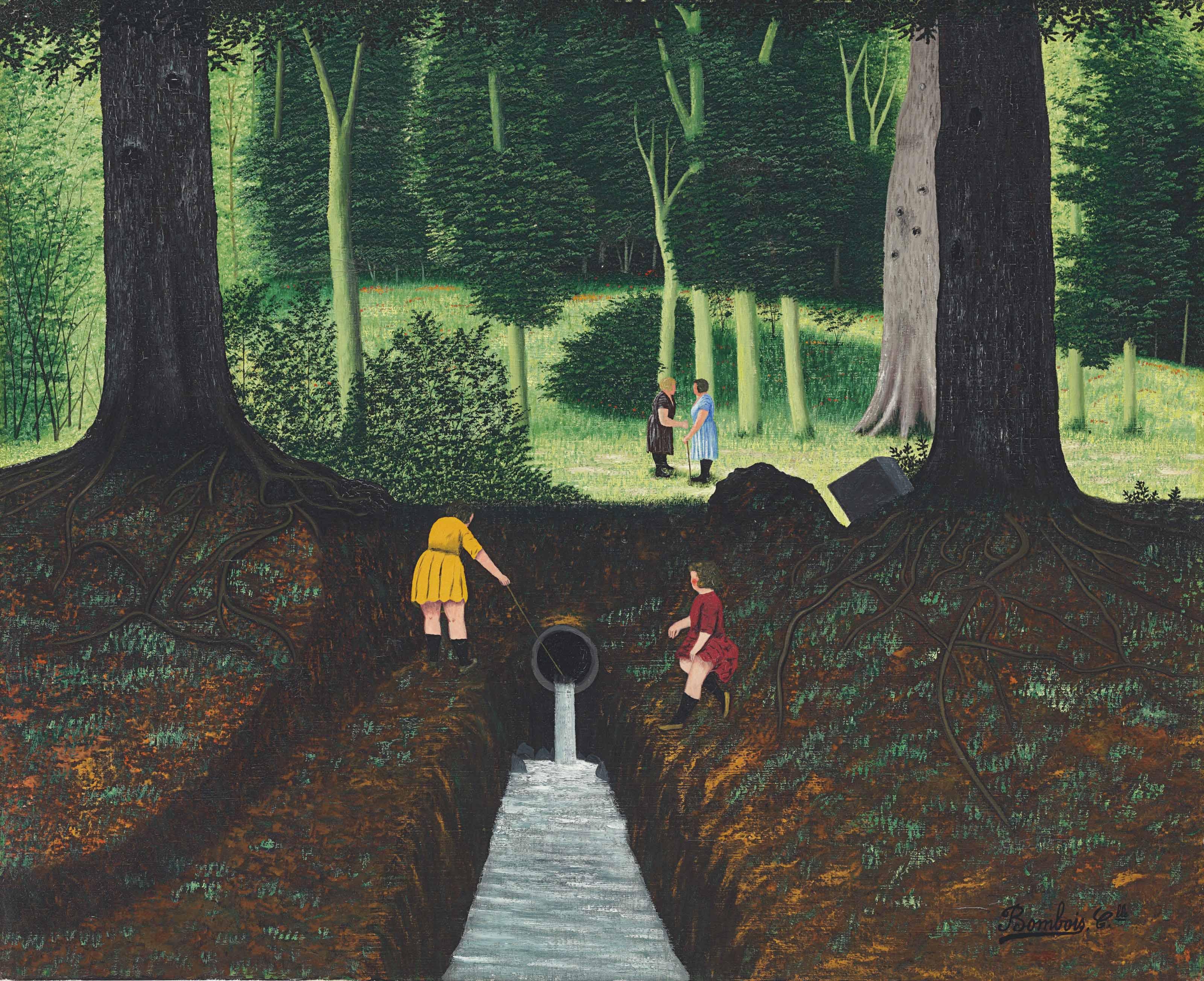 Camille Bombois - Deux enfants jouant dans la forêt