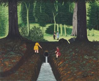 Camille Bombois - Deux enfants jouant dans la forêt