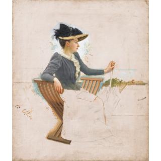 Camille-Félix Bellanger - Portrait De Madame Bellanger; Paysage