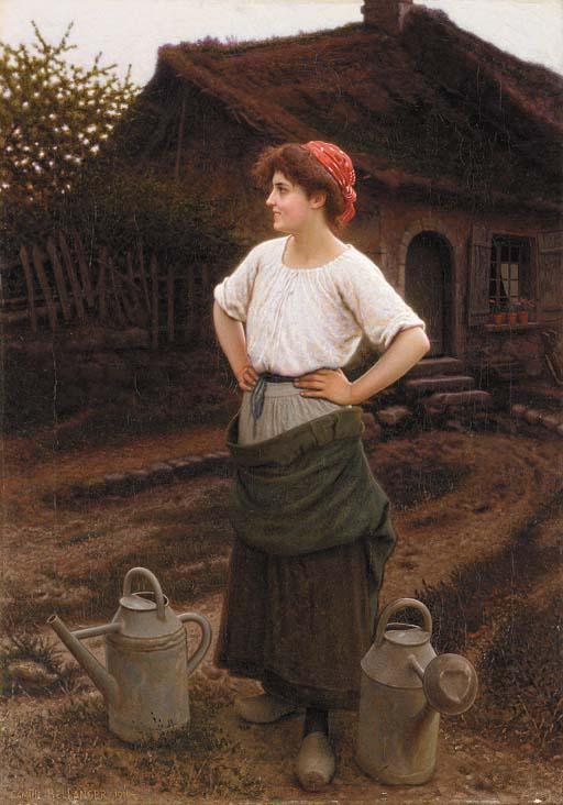 Camille-Felix Bellanger - Watering the garden