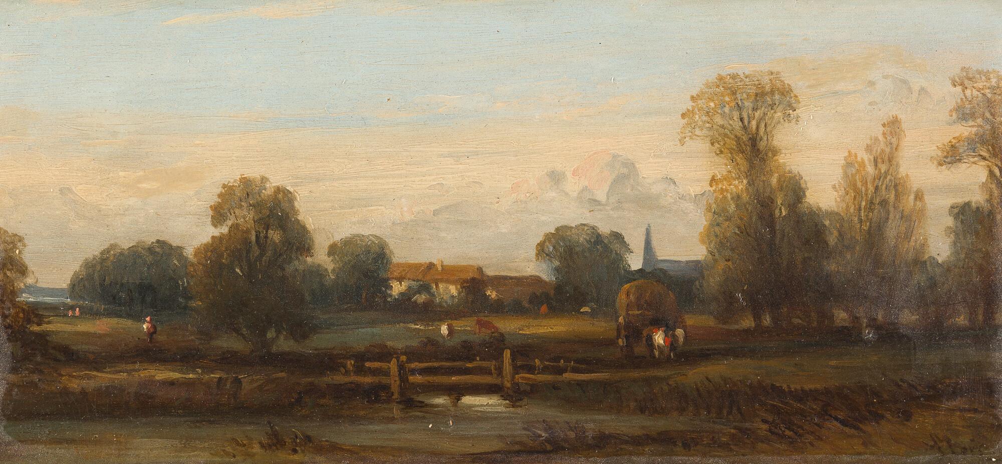 Camille Flers - Landschaft mit Heuwagen.