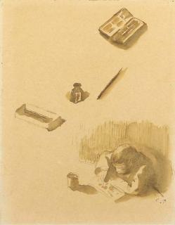 Camille Jacob Pissarro - Ludovic dessinant