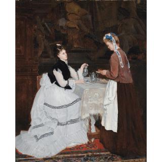 Camille-Léopold Cabaillot-Lassalle - L\'Heure Du Thécamille-Léopold Cabaillot-Lassalle ; Tea Time ; Signed And Dated Lower Right 1874 ; Oil On Canvas