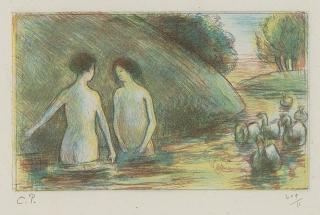 Camille Pissaro - Baigneuse Gardeuses D\'Oies (Delteil 119)