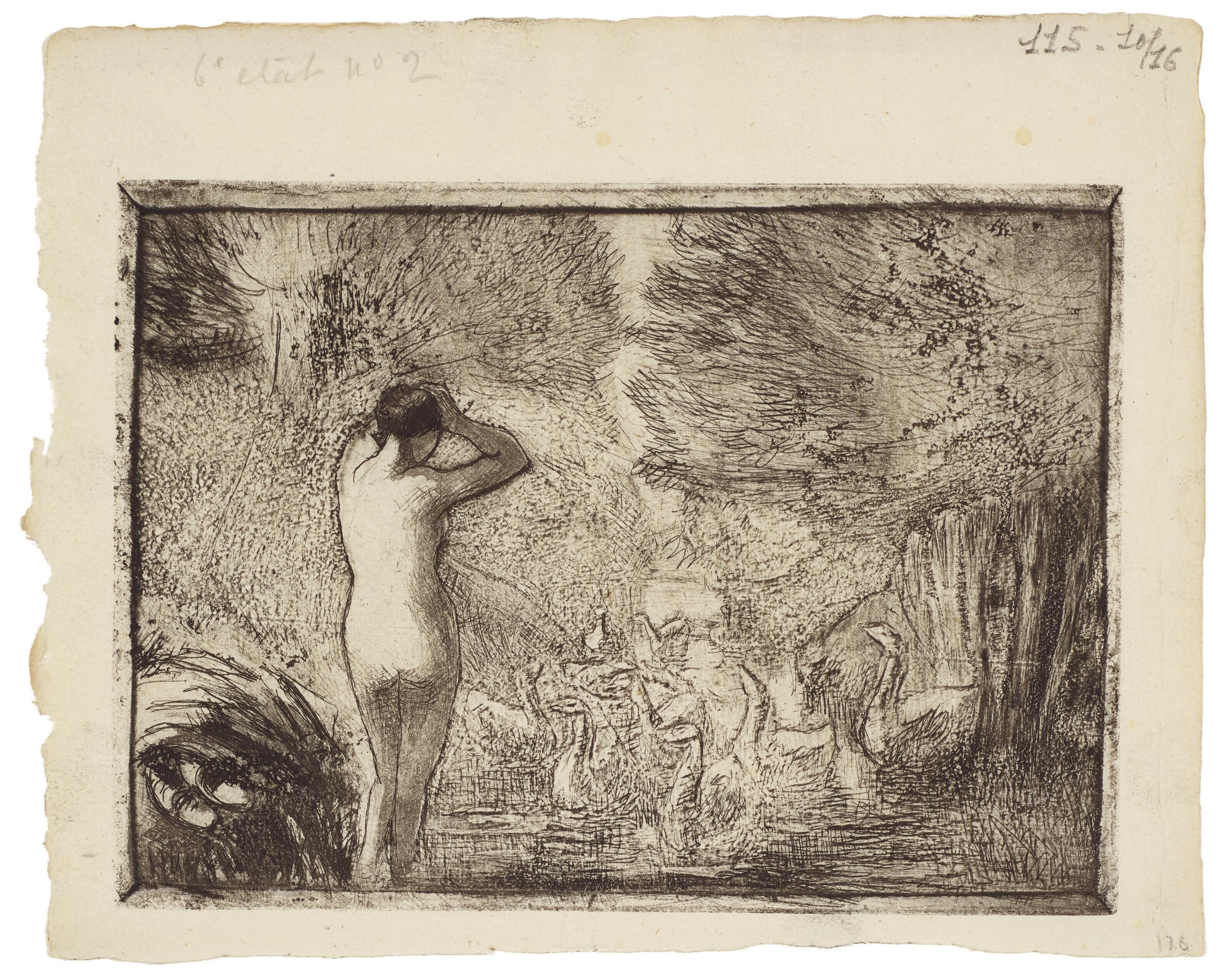 Camille Pissarro - Baigneuse aux oies: Two Impressions