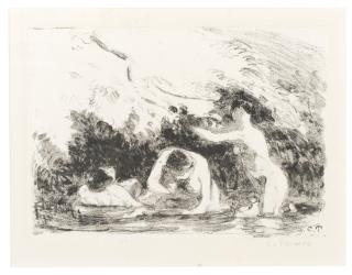 Camille Pissarro - Baigneuses à l\'ombre des berges boisées, from L\'Estampe Originale, Album IX