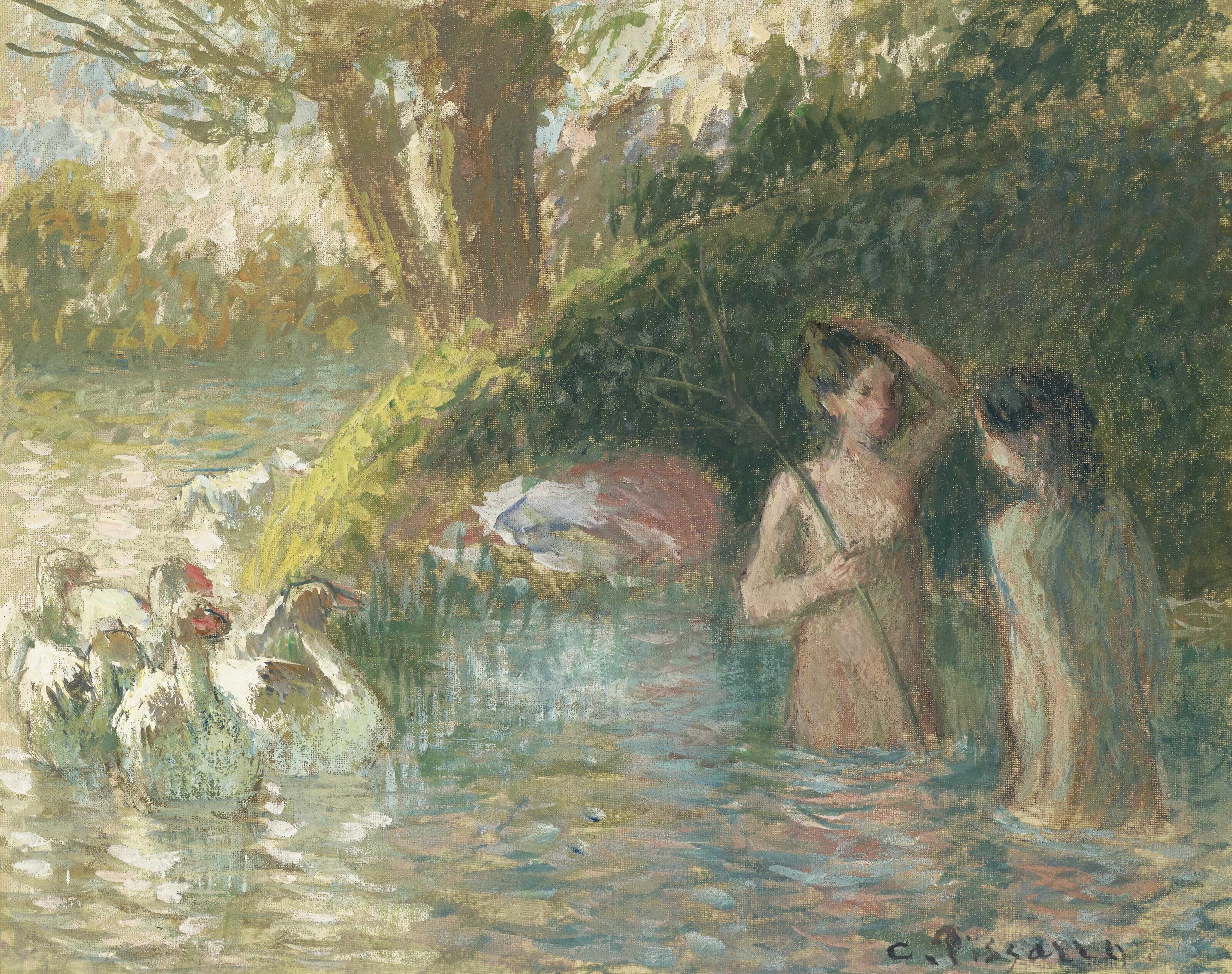 Camille Pissarro - Baigneuses Gardeuses D\'Oies