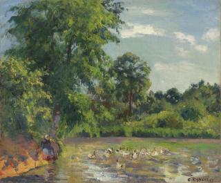 Camille Pissarro - Canards sur l\'étang de Montfoucault