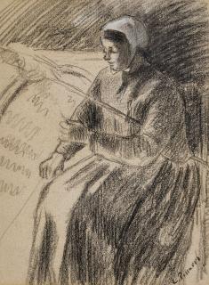 Camille Pissarro - Étude pour une paysanne assise devant un rouet