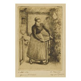 Camille Pissarro - Femme À La Barrière (Delteil 84)