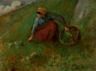 Camille Pissarro - Femme cueillant de l\'herbe