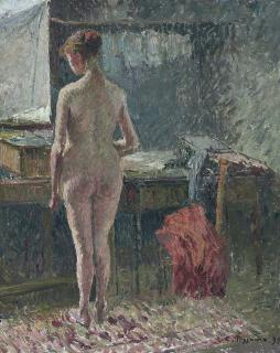Camille Pissarro - Femme nue de dos dans un intérieur