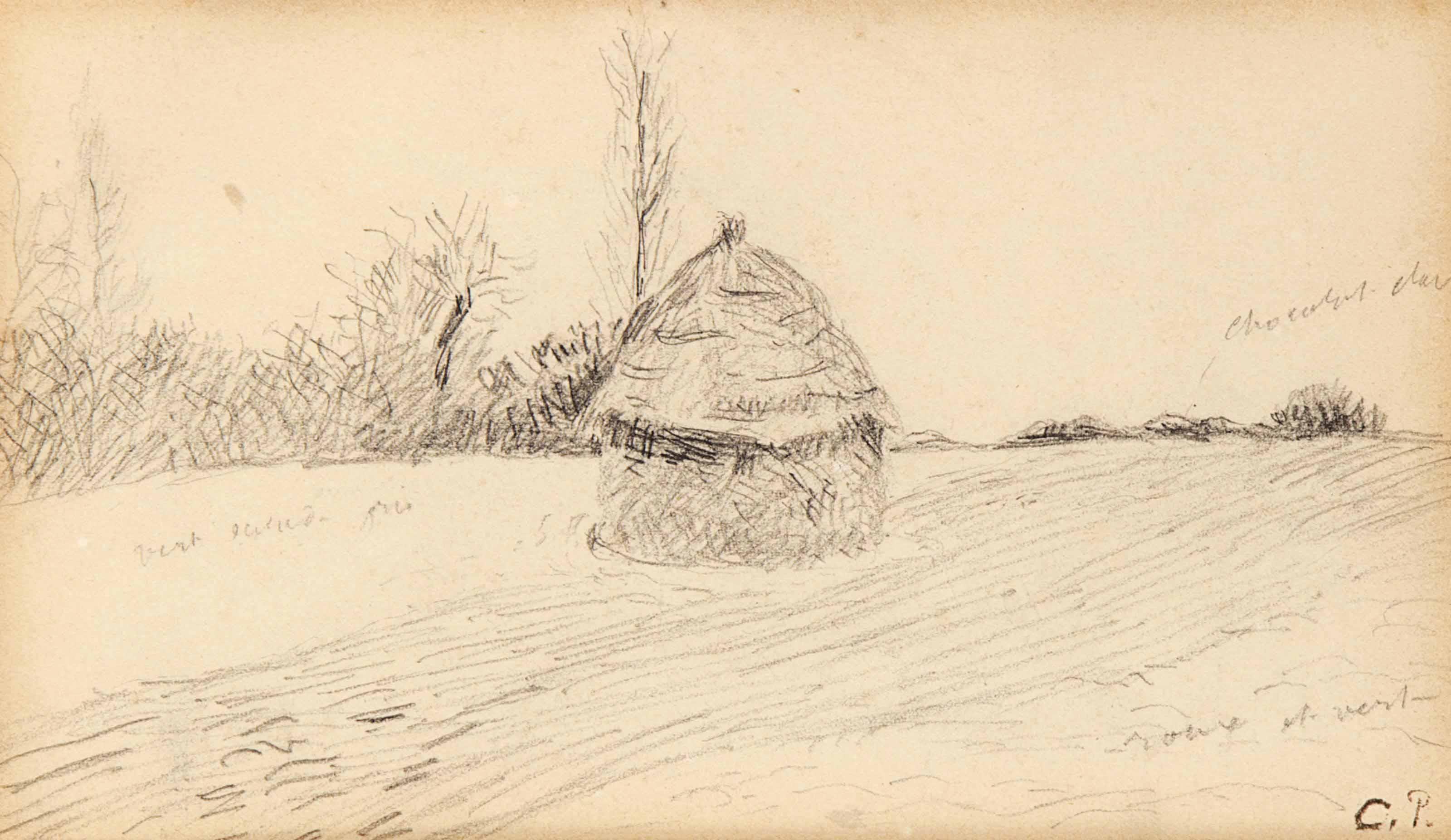 Camille Pissarro - Haystack In A Field (Recto); And A Figure Study (Verso)