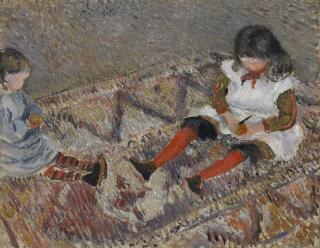 Camille Pissarro - Jeanne Dite Cocotte, Et Ludovic Rodolphe Pissarro Sur Un Tapis