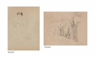 Camille Pissarro - Jeune fille à la poupée (recto); Paysage (verso)