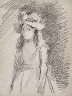 Camille Pissarro - Jeune fille au chapeau (recto); Etudes (verso)