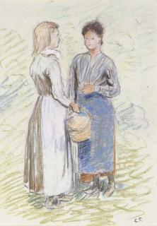 Camille Pissarro - Jeunes paysannes causant