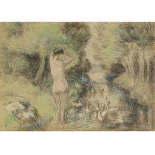 Camille Pissarro - La Baigneuse Aux Oies