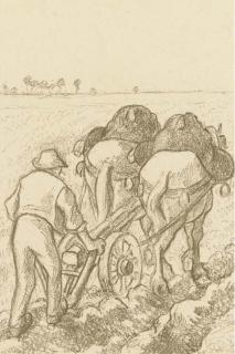 Camille Pissarro - La Charrue, Frontispiece from Les Temps Nouveau (D. 194)