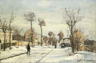 Camille Pissarro - La route par la neige, Louveciennes
