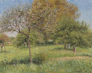 Camille Pissarro - Le grand noyer, matin, Eragny