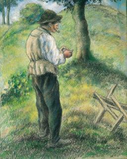Camille Pissarro - Le Père Melon Allumant Sa Pipe