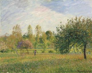 Camille Pissarro - Le pré à Éragny, été, soleil, fin d’après-midi