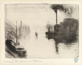 Camille Pissarro - L\'ile Lacroix à Rouen (Delteil 69)