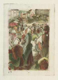 Camille Pissarro - Marché de Gisors (rue Cappeville) (Delteil 112)