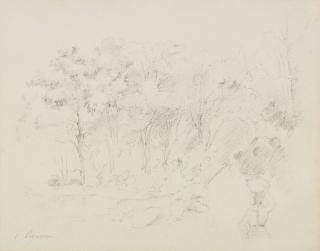 Camille Pissarro - Paysage And Étude Des Personnages: A Double Sided Drawing