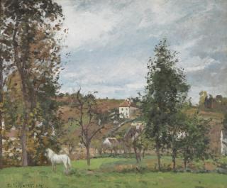 Camille Pissarro - Paysage Avec Cheval Blanc Dans Un Pré, L\'Hermitage, Pontoise