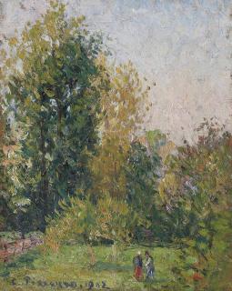 Camille Pissarro - Paysage avec deux personnages, Éragny, automne