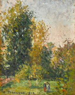 Camille Pissarro - Paysage avec deux personnages, Éragny, automne
