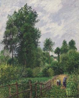 Camille Pissarro - Paysage avec peupliers, temps gris, Eragny