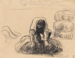 Camille Pissarro - Paysan Attachant Une Meule De Foin