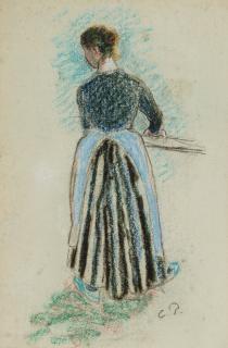 Camille Pissarro - Paysanne De Dos Appuyée À Une Barrière