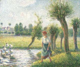 Camille Pissarro - Paysanne Gardant Des Oies, Eragny