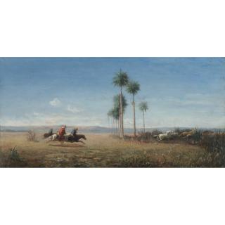 Camille Pissarro - Trois Cavaliers Et Chevaux Galopant Dans Une Plaine (Venezuela)