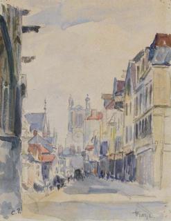 Camille Pissarro - Vue d\'une rue à Troyes