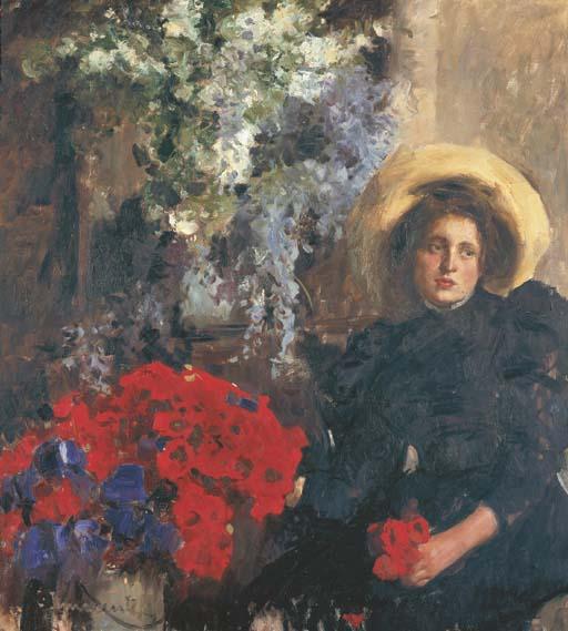 Camillo Giovanni Innocenti - A Young Girl with Poppies