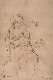 Camillo Procaccini - Eine alte Frau mit erhobenem Arm.